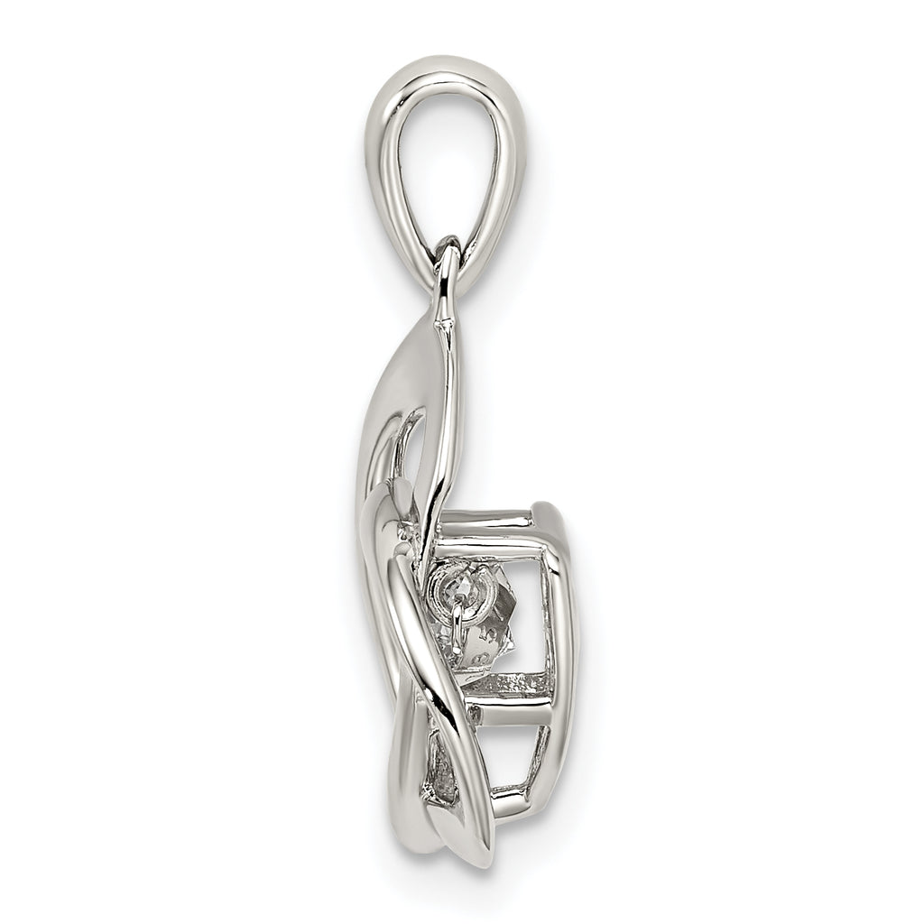 Sterling Silver Platinum-plated Vibrant CZ Crystal Zirconia Pendant