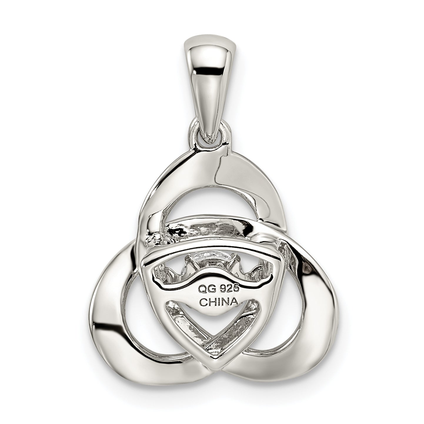 Sterling Silver Platinum-plated Vibrant CZ Crystal Zirconia Pendant