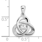 Sterling Silver Platinum-plated Vibrant CZ Crystal Zirconia Pendant
