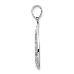Sterling Silver Rhodium-plated Polished Tree Teardrop Pendant