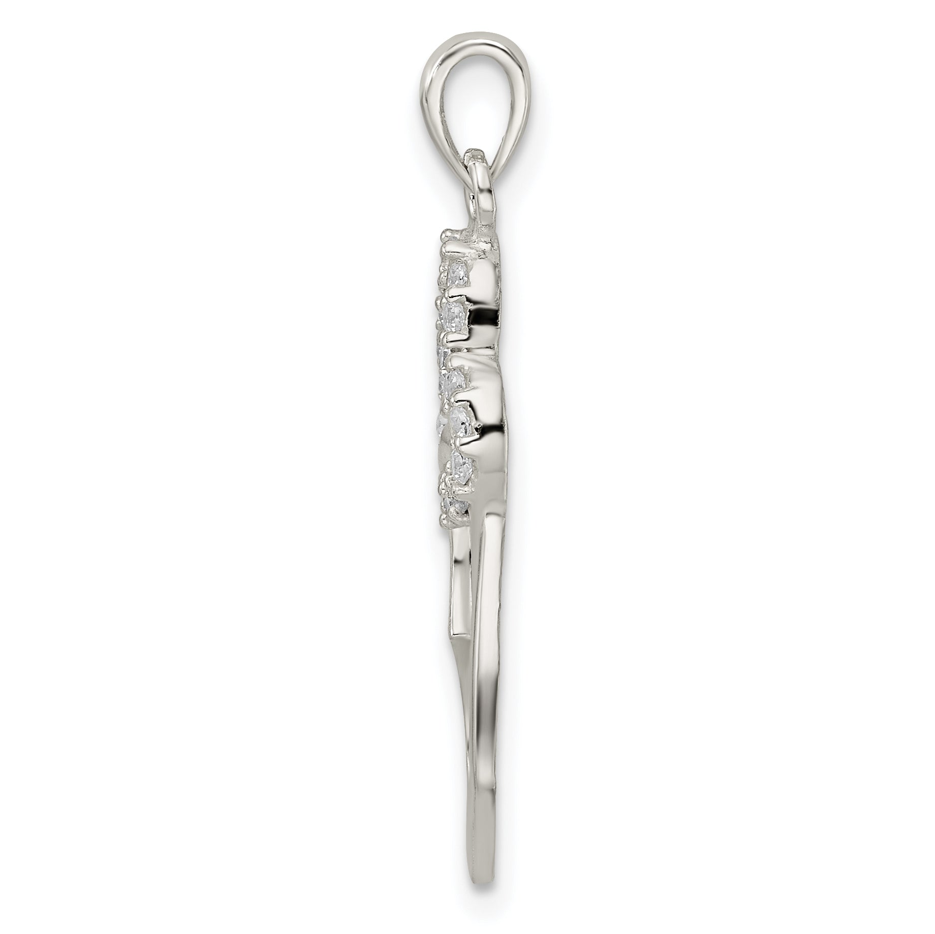 Sterling Silver Polished CZ Double Heart Pendant Secondary image