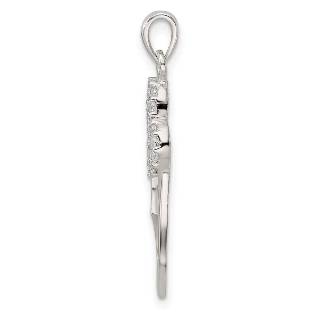 Sterling Silver Polished CZ Double Heart Pendant