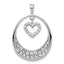 Sterling Silver Rhodium-plated CZ Oval w/Dangle Heart Pendant