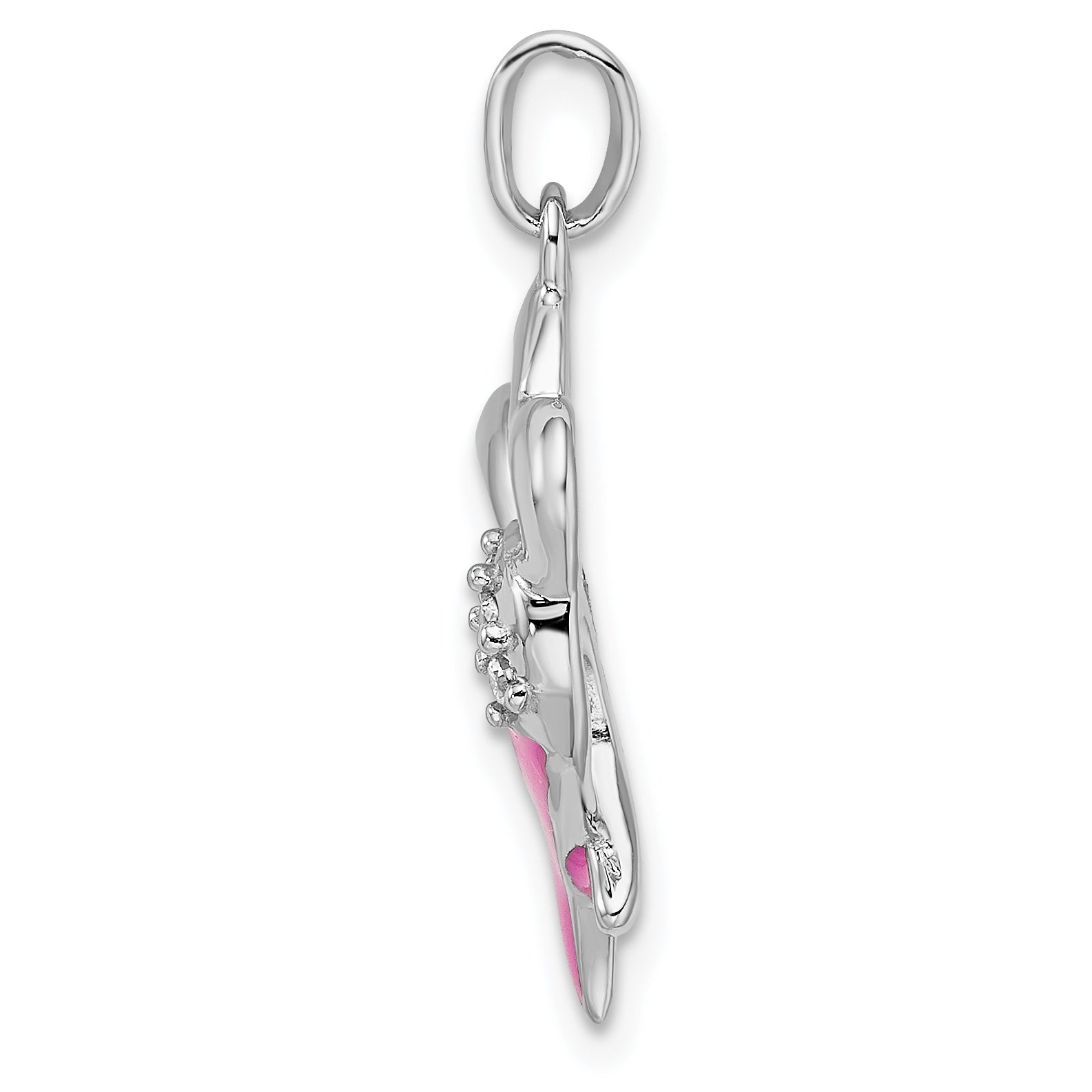 Sterling Silver Rhodium-plated Enamel CZ Ribbon Heart Pendant Secondary image