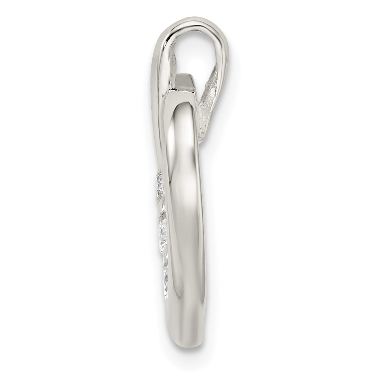 Sterling Silver Polished w/CZ Heart Slide