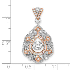 Sterling Silver Plat-plate Rose-tone Vibrant Swarovski Zircon Fancy Pendant