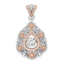 Sterling Silver Plat-plate Rose-tone Vibrant CZ Fancy Penda