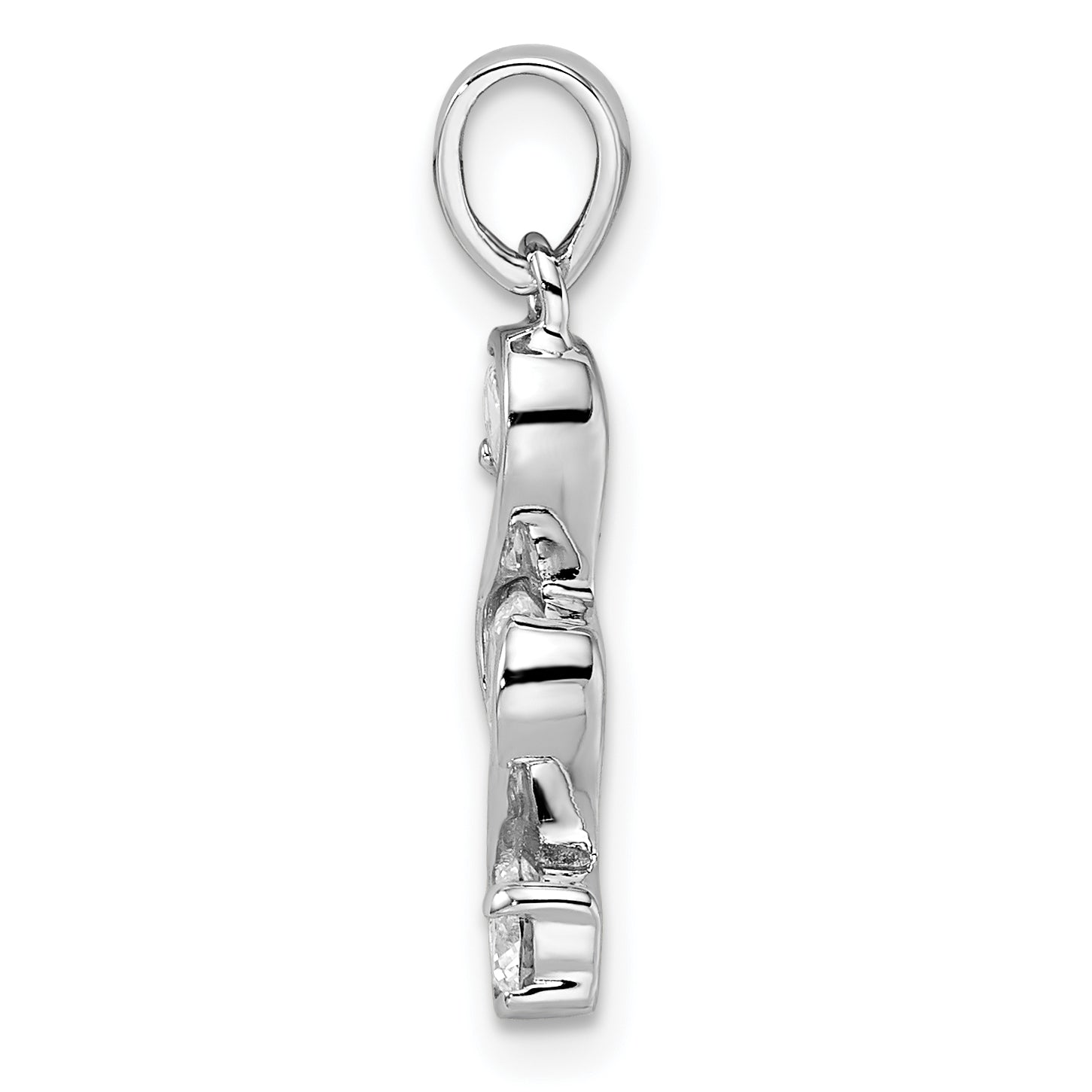 Sterling Silver Rhodium-plated Swirl 3-stone CZ Pendant Secondary image