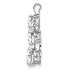 Sterling Silver Rhodium-plated Polished CZ Round Shaped 3 Stone Pendant