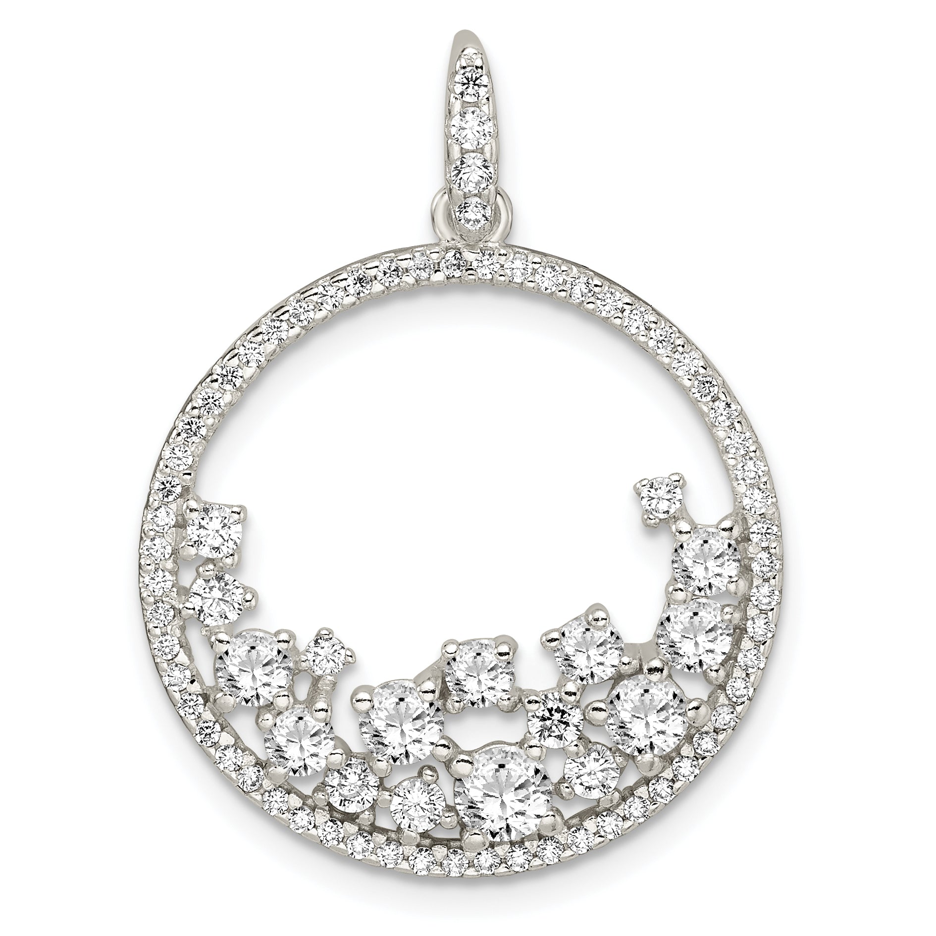 Sterling Silver CZ Circle Pendant Main image