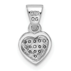 Sterling Silver Rhodium-plated CZ Polished Heart Pendant