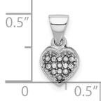 Sterling Silver Rhodium-plated CZ Polished Heart Pendant