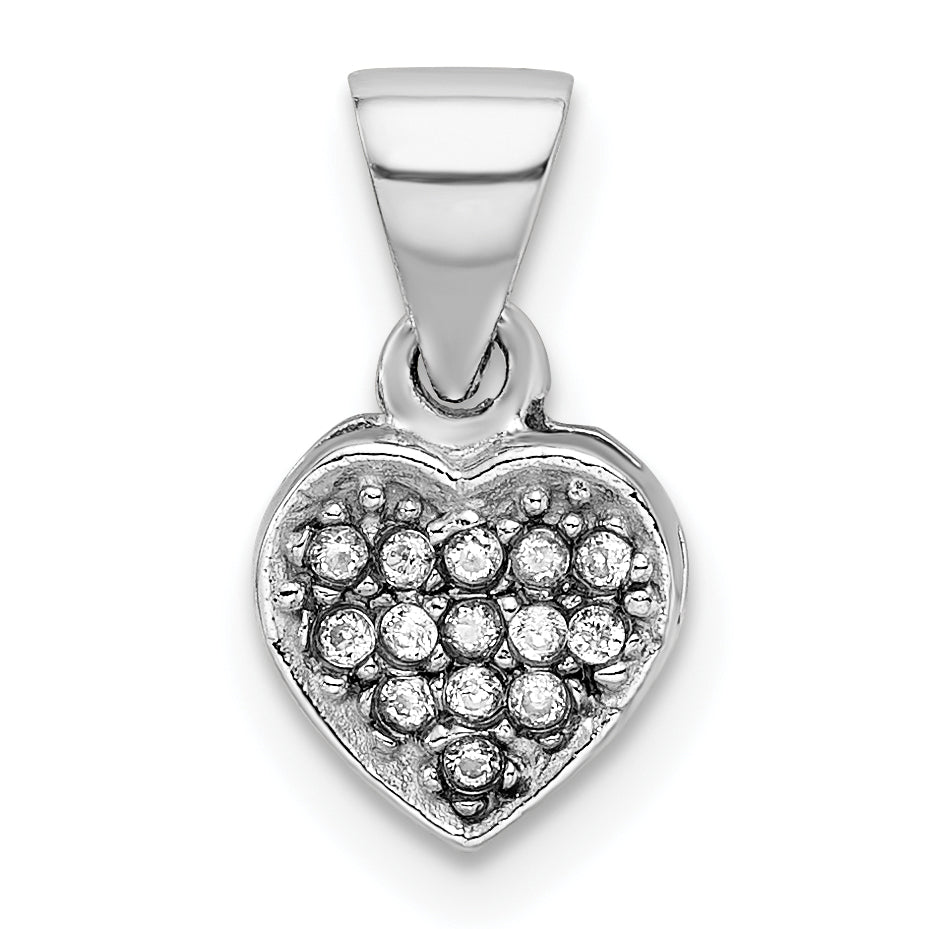 Sterling Silver Rhodium-plated CZ Polished Heart Pendant Main image