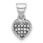 Sterling Silver Rhodium-plated CZ Polished Heart Pendant