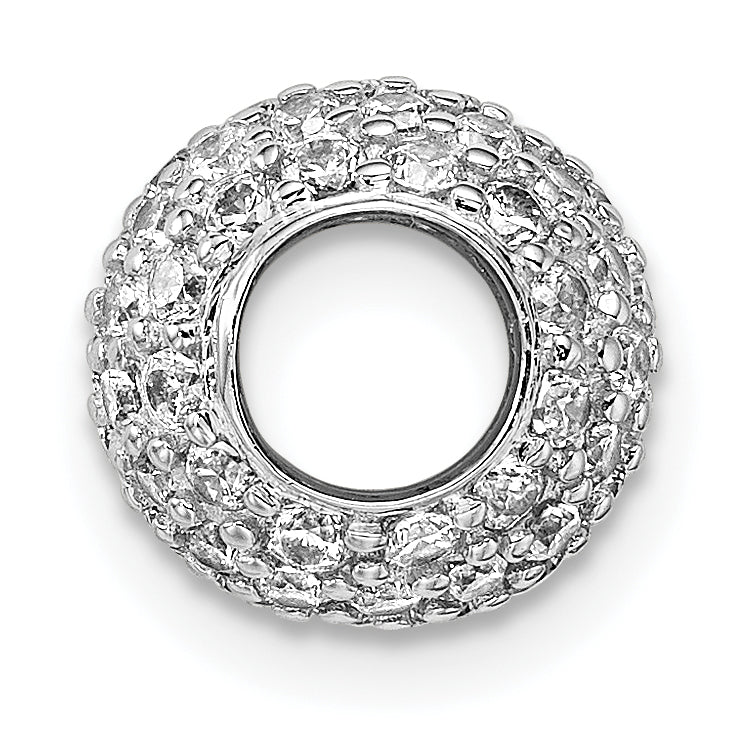 Sterling Silver Rhodium-plated CZ Bead Pendant Secondary image