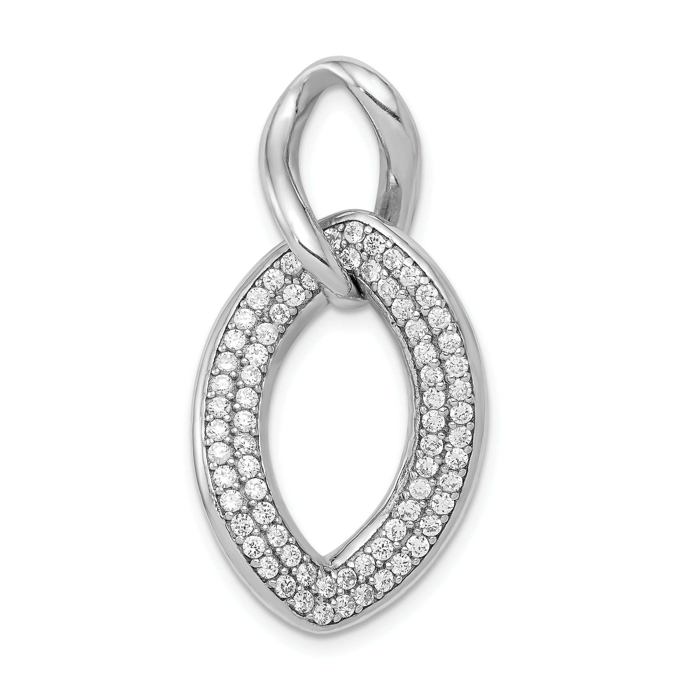 Sterling Silver Rhodium-plated Polished with CZ Pendant Main image