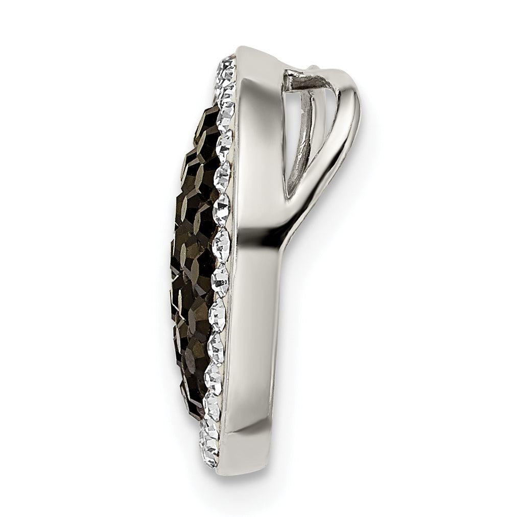 Sterling Silver Black/White Crystal Circle Chain Slide Secondary image