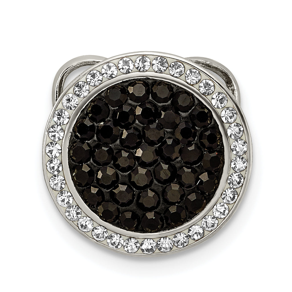 Sterling Silver Black and White Crystal Circle Chain Slide