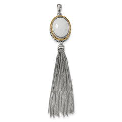 Sterling Silver/14K Gold-plated Faceted White Onyx Tassel Pendant