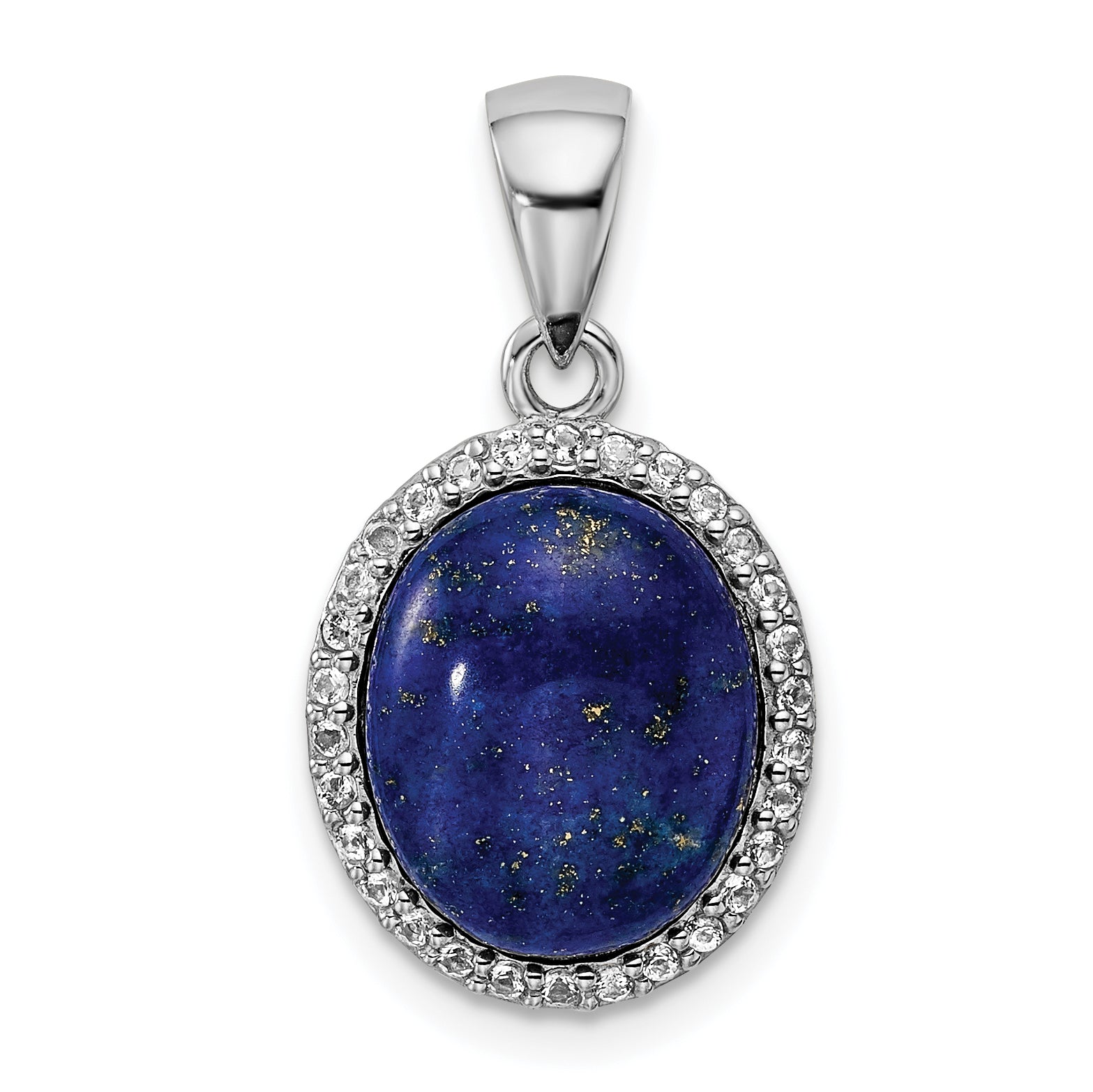 Sterling Silver Rhodium-plated Polished w/Lapis & White Topaz Pendant Main image