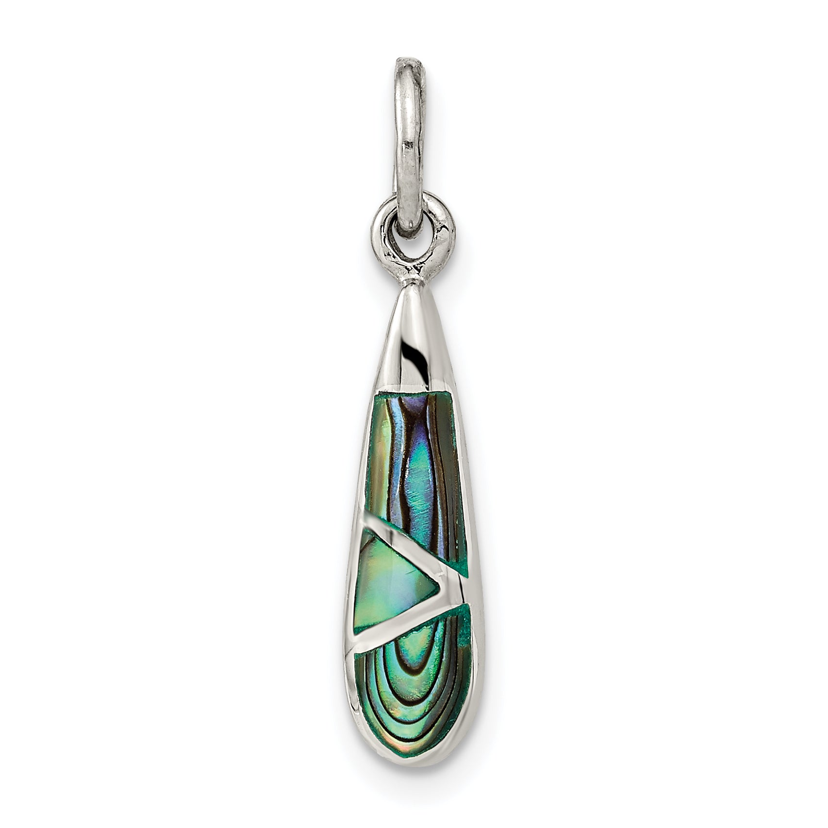 Sterling Silver Rhodium-plated Abalone Teardrop Pendant Main image