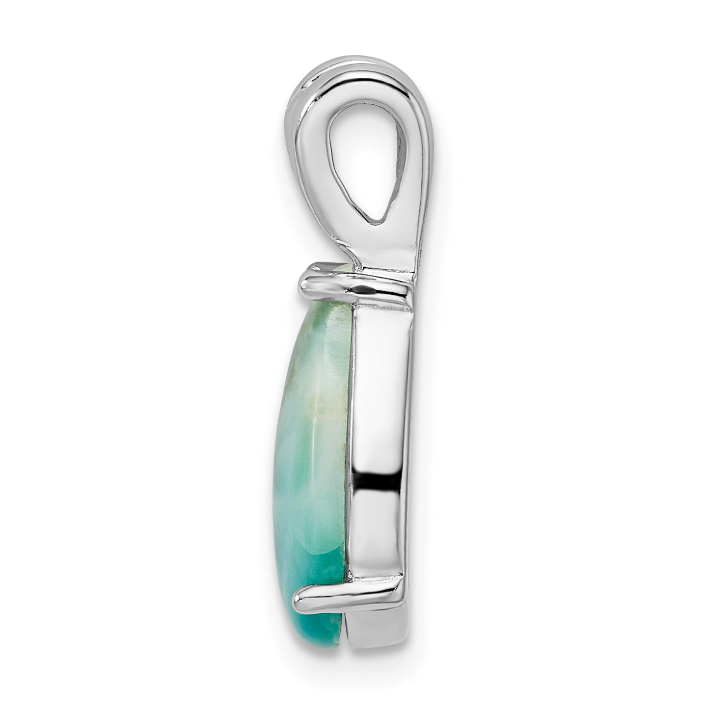 Sterling Silver Rhodium-plated Lab Created Larimar Teardrop Pendant Secondary image