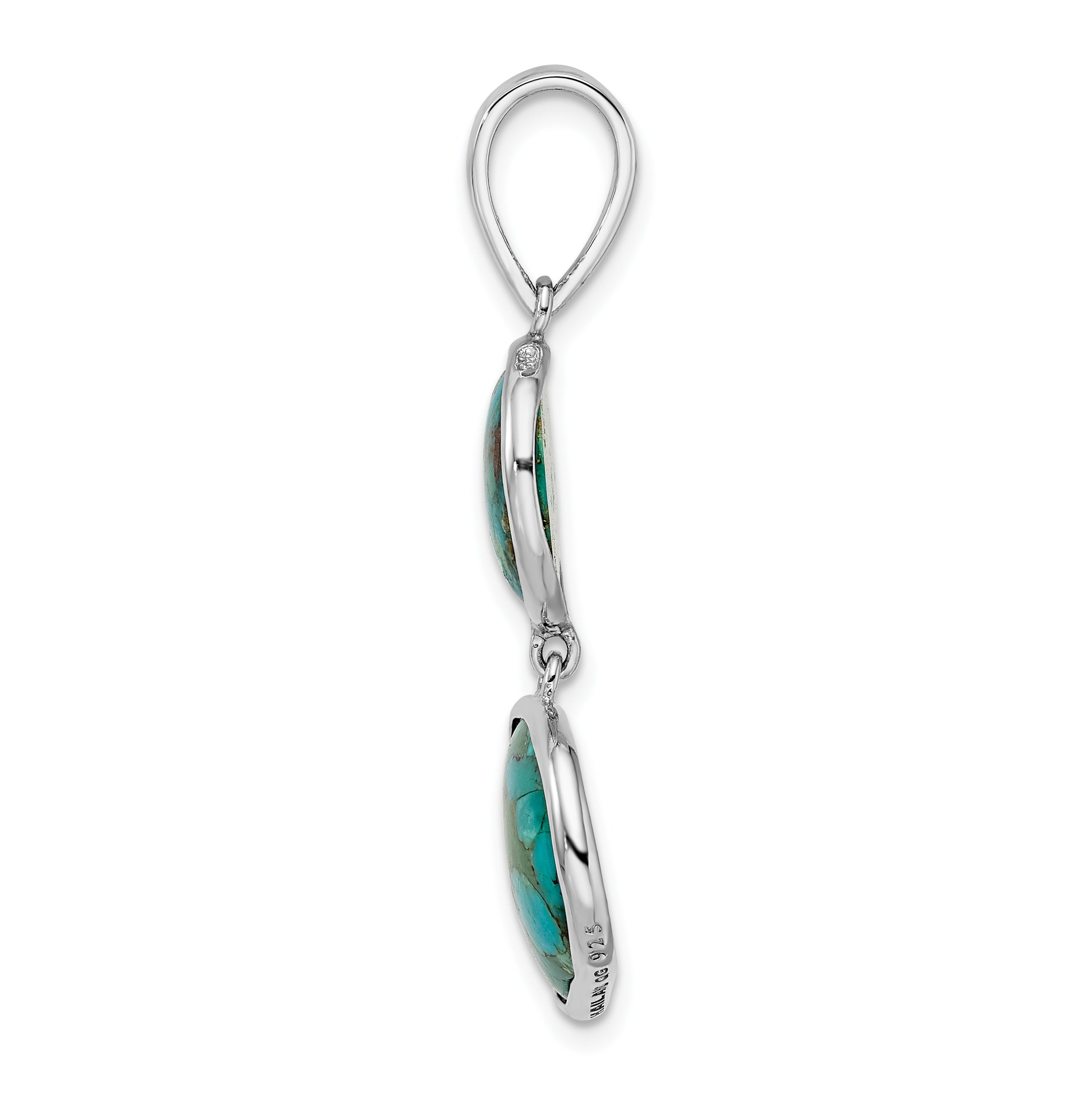 Sterling Silver Rhodium-plated w/Reconstituted Turquoise Pendant Secondary image