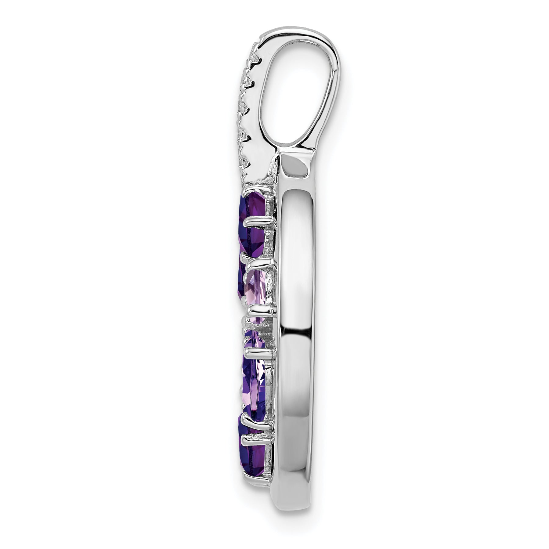 Sterling Silver Amethyst & CZ Circle Pendant Secondary image