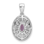 Sterling Silver Rhodium-plated Oval Amethyst & White Topaz Pendant