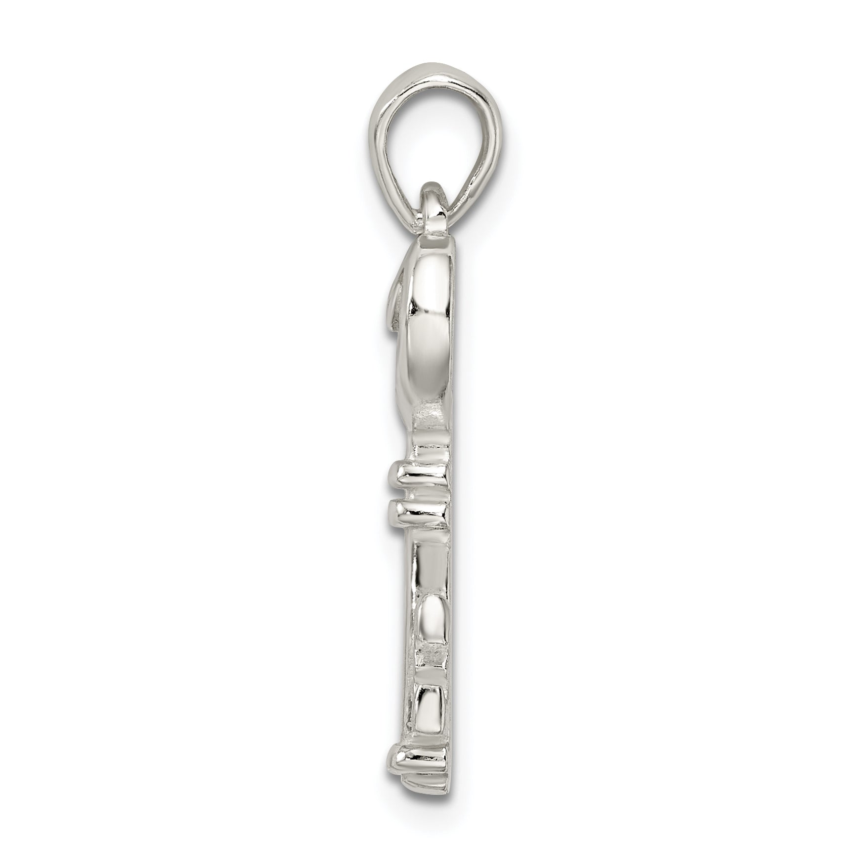 Sterling Silver Polished Small Heart Key Pendant Secondary image