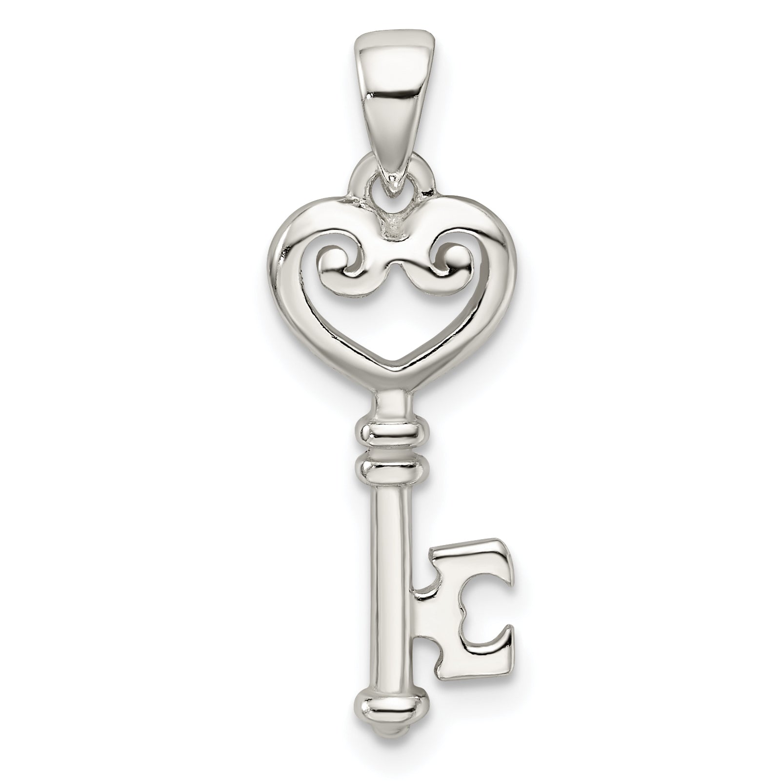 Sterling Silver Polished Small Heart Key Pendant Main image