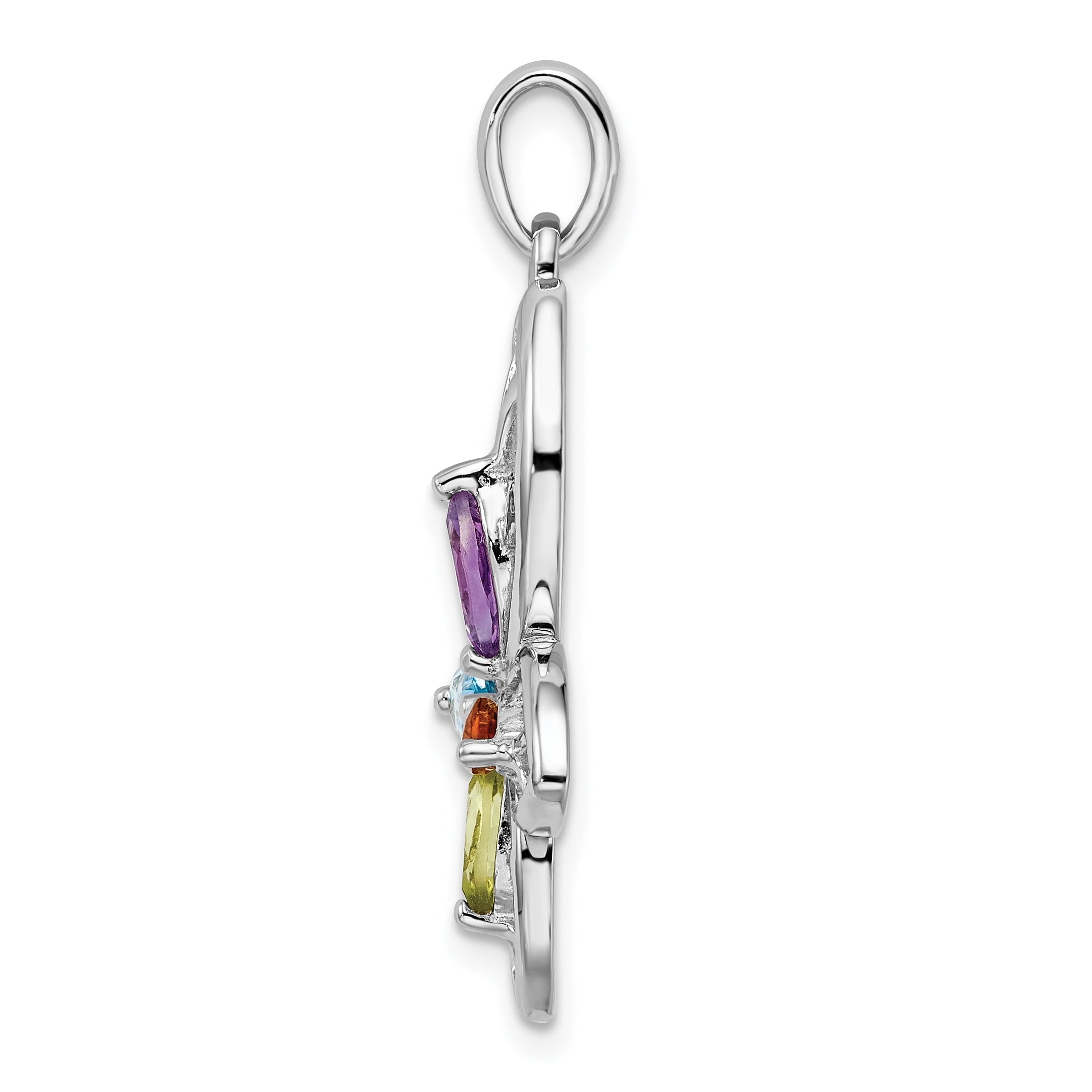 Sterling Silver Rhodium-plated PE CI AM Swiss BT Butterfly Pendant Secondary image