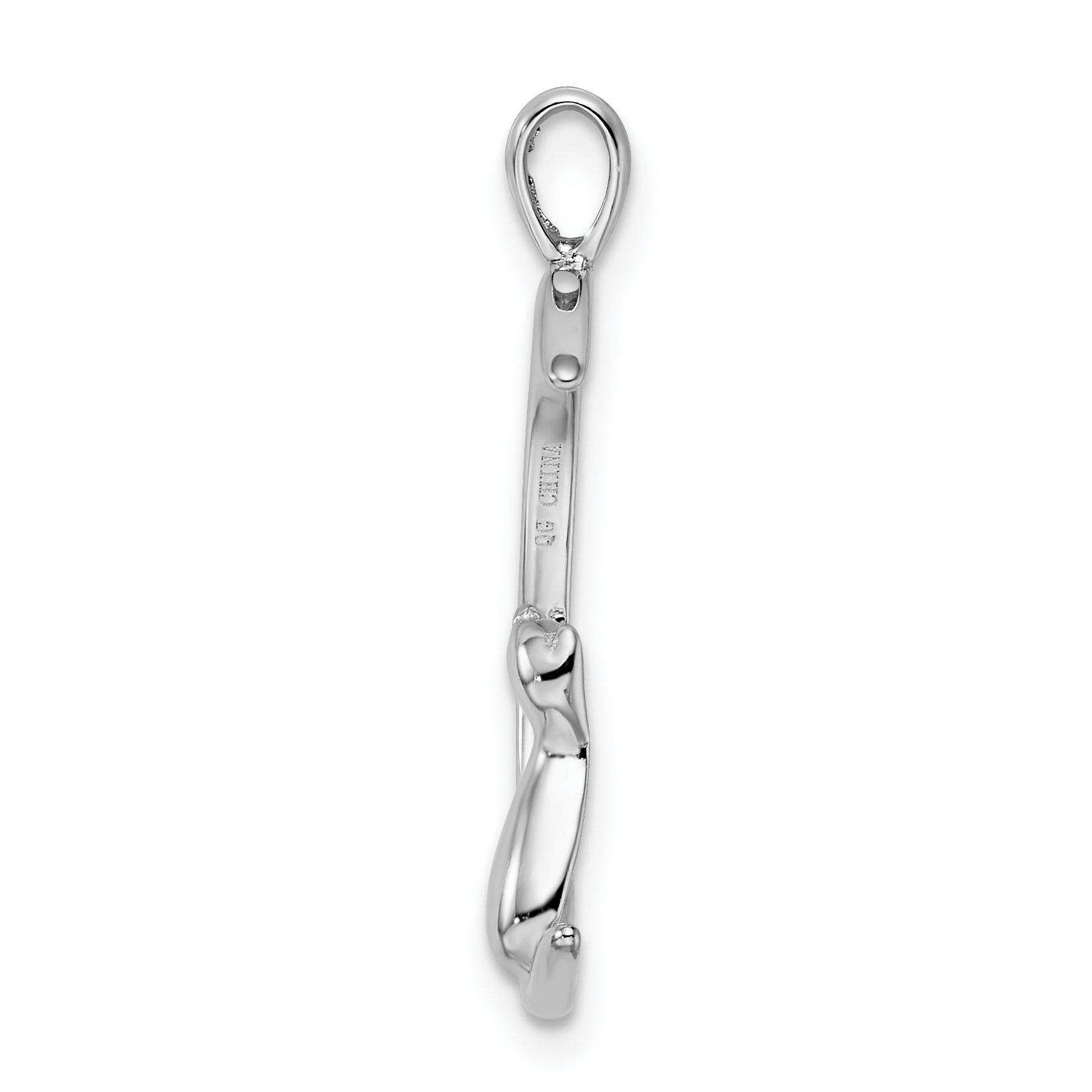 Sterling Silver Rhodium-plated Cat On Moon Pendant Secondary image