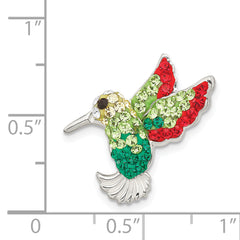 Sterling Silver Antiqued Multi-colored Preciosa Crystal Hummingbird Pin