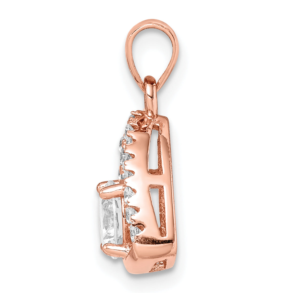 Sterling Silver Rose-tone Triangle CZ Pendant Secondary image