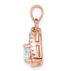 Sterling Silver Rose-tone Triangle CZ Pendant