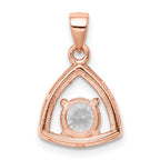 Sterling Silver Rose-tone Triangle CZ Pendant