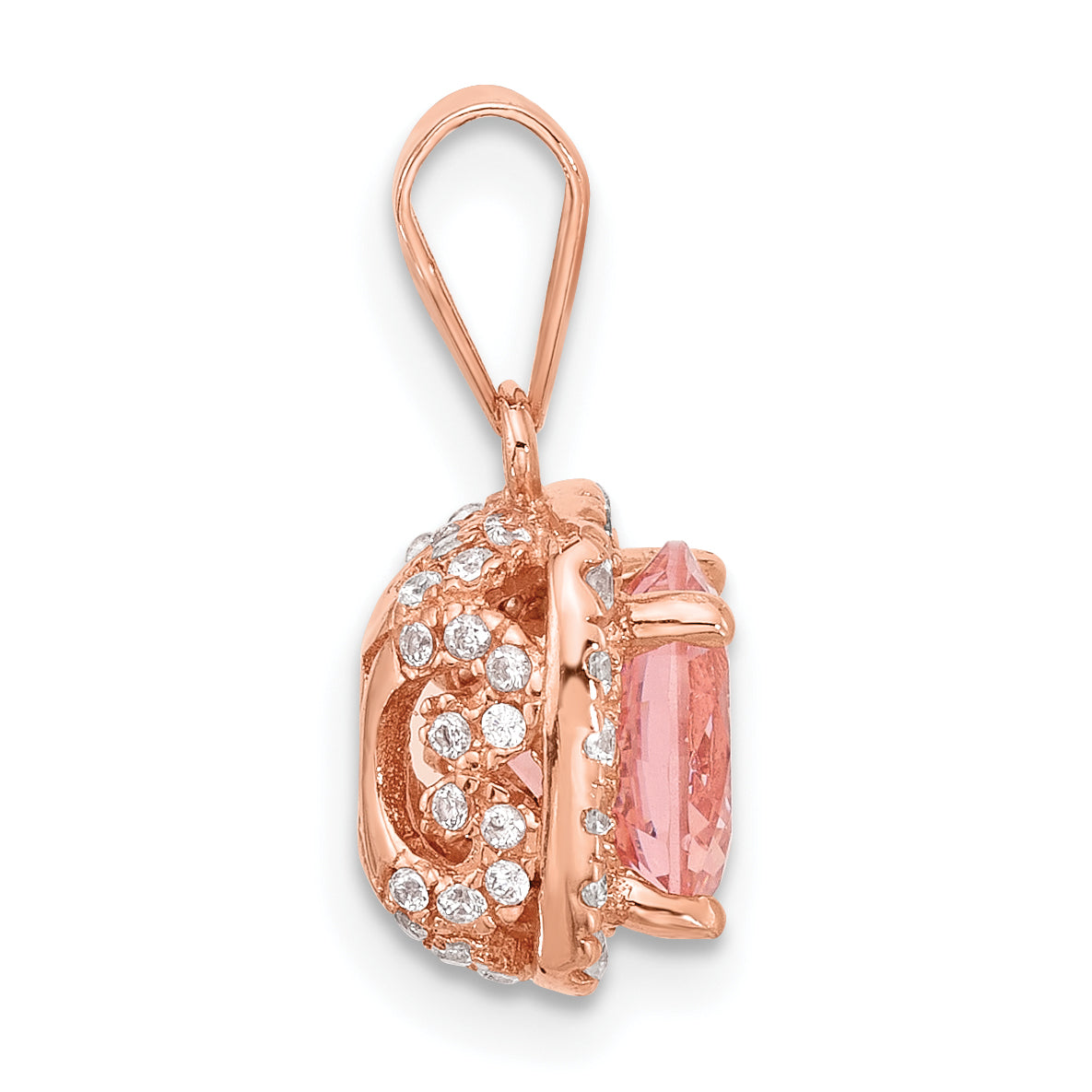 Sterling Silver Rose-tone Square Crystal Pendant Secondary image