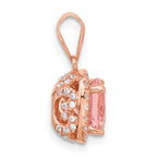 Sterling Silver Rose-tone Square Crystal Pendant