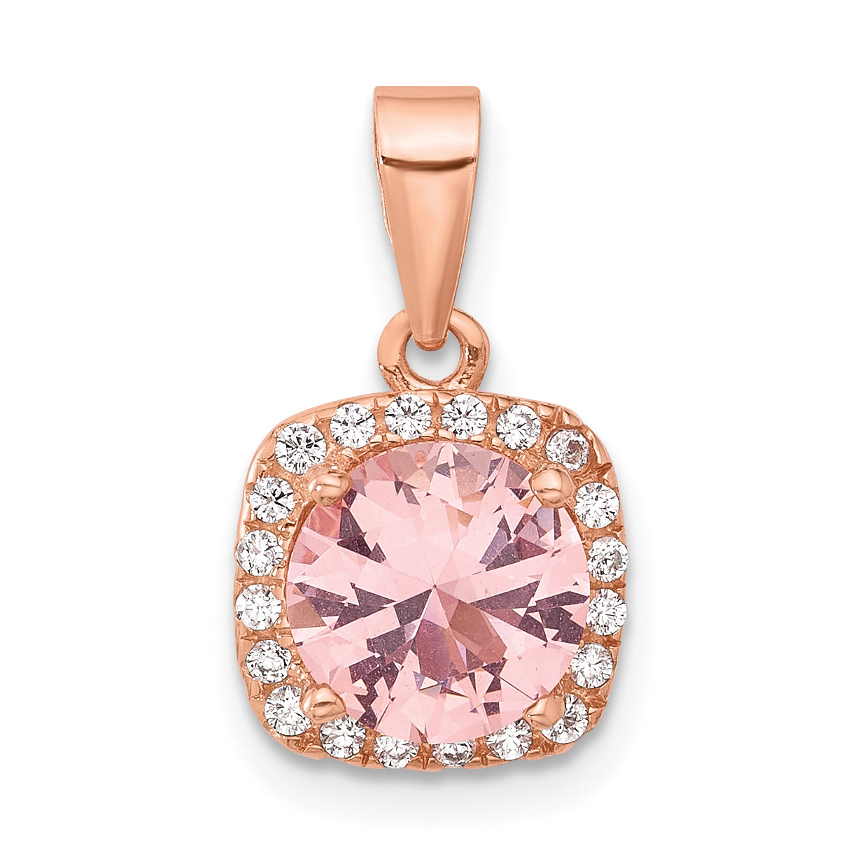 Sterling Silver Rose-tone Square Crystal Pendant Main image