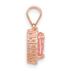 Sterling Silver Rose-plated Pink Crystal Heart and Clear CZ Pendant