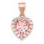 Sterling Silver Rose-plated Pink Crystal Heart and Clear CZ Pendant