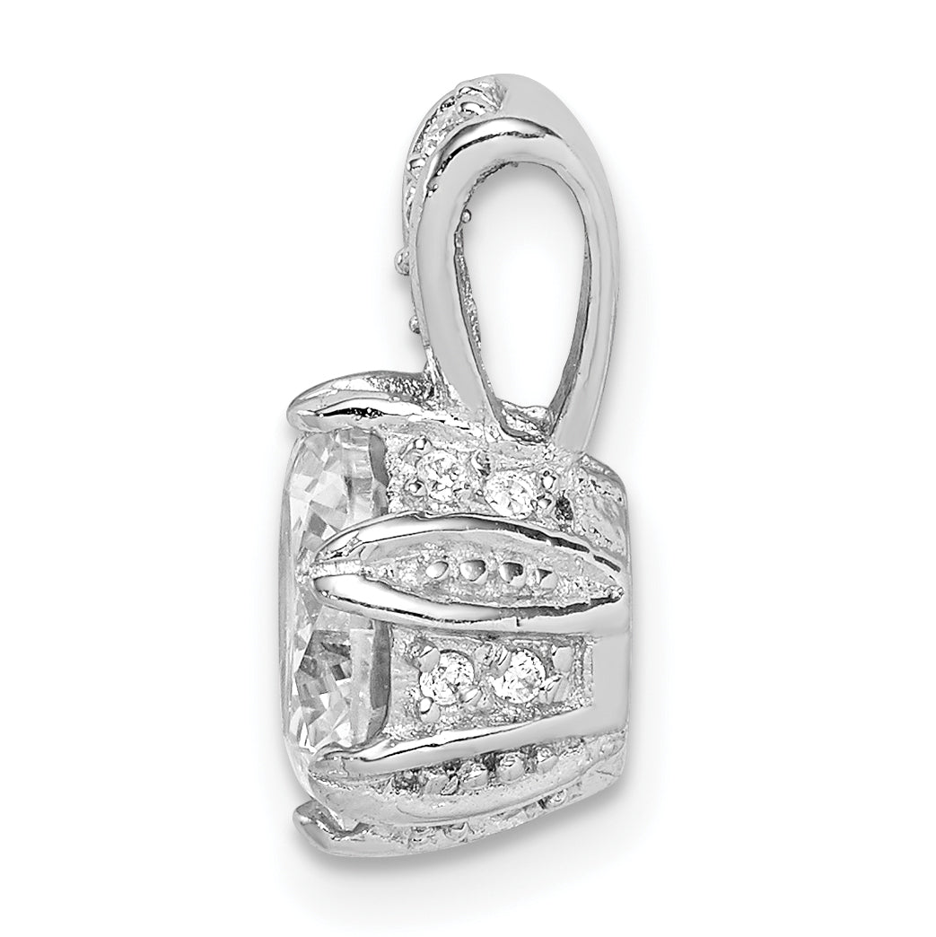 Sterling Silver Rhodium-plated CZ Pendant Secondary image