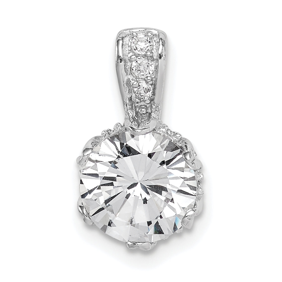 Sterling Silver Rhodium-plated CZ Pendant Main image