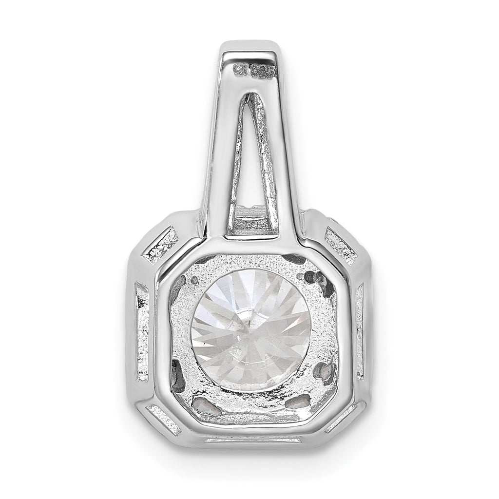 Sterling Silver Rhodium-platedCZ Halo Pendant