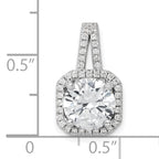 Sterling Silver Rhodium-platedCZ Halo Pendant
