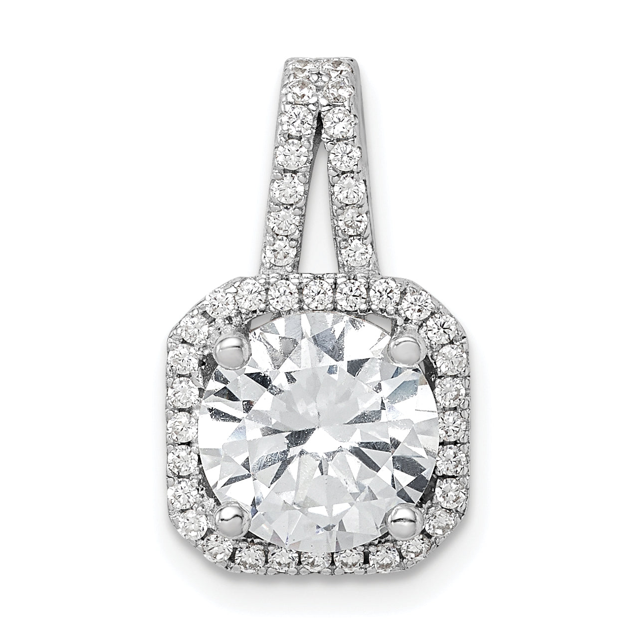 Sterling Silver Rhodium-platedCZ Halo Pendant Main image