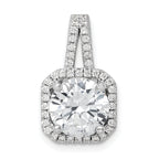 Sterling Silver Rhodium-platedCZ Halo Pendant