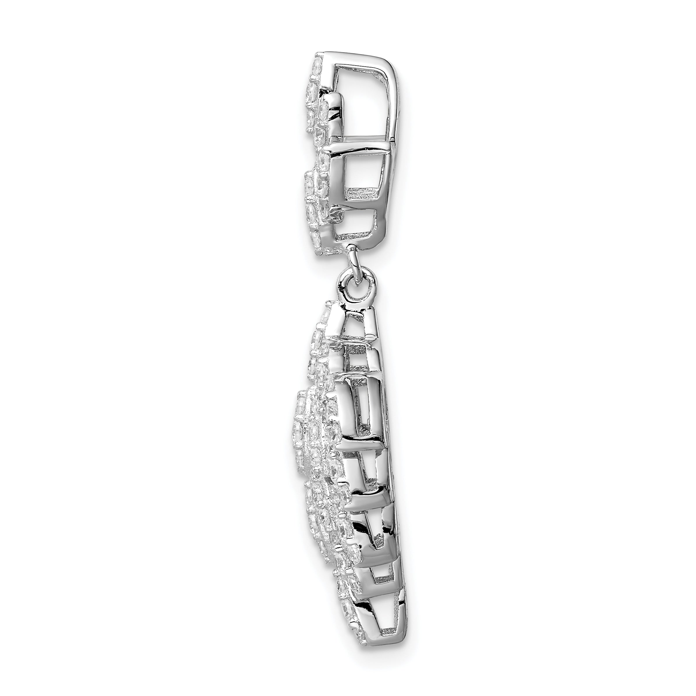 Sterling Silver Rhodium-plated CZ Dangle Pendant Secondary image