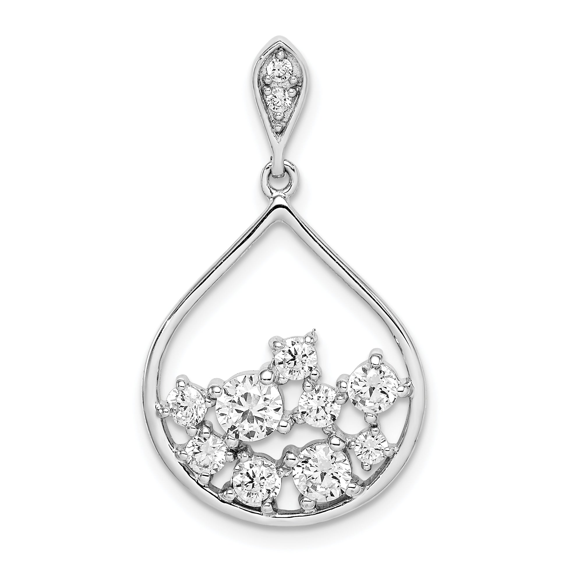 Sterling Silver Rhodium Plated CZ Pendant Main image